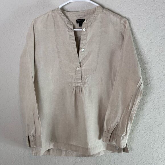 J. Crew Linen Button-Up Shirt in Tan - Picture 7 of 12